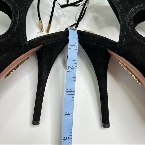 AQUAZZURA Sexy Thing Black Suede Cut-out Tie Back Open-toe Stilettos Heels Pumps - Picture 13 of 13
